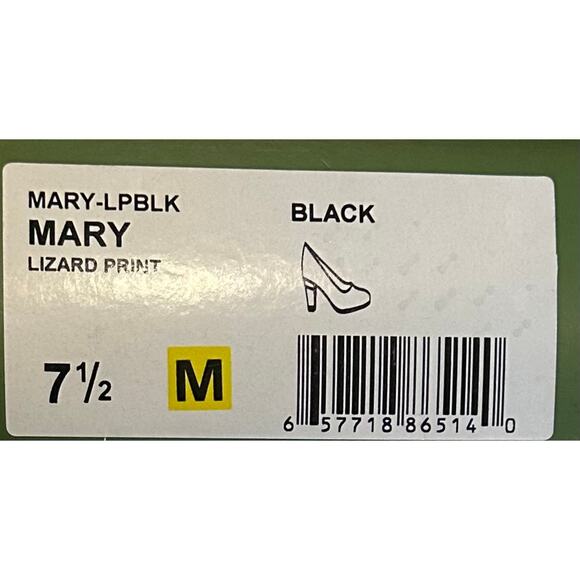 J.Renee Mary-LPBLK Mary Lizard Print Women's 7.5M Square Toe 2.5” Heels Black - Picture 8 of 12